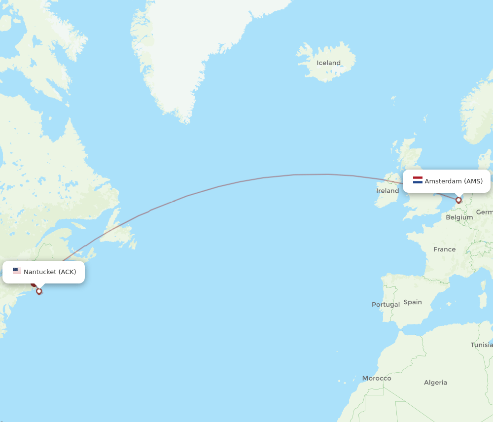 Flights from Amsterdam to Nantucket, AMS to ACK Flight Routes