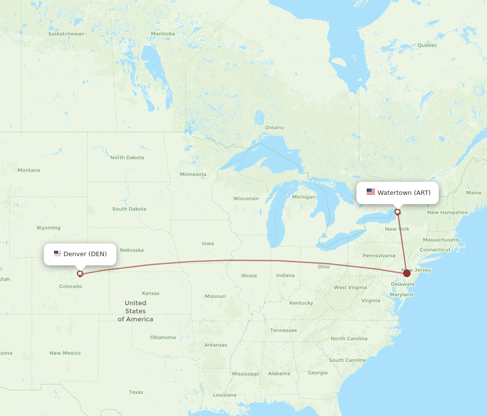 Flights from Watertown to Denver, ART to DEN Flight Routes
