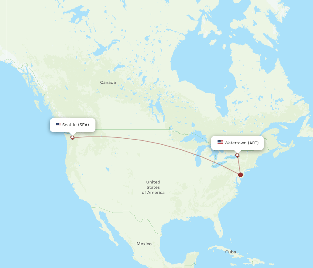 Flights from Watertown to Seattle, ART to SEA Flight Routes