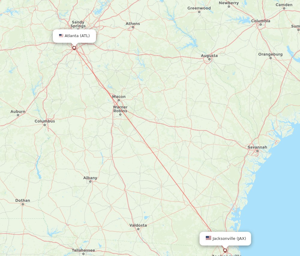 Flights from Atlanta to Jacksonville, ATL to JAX Flight Routes