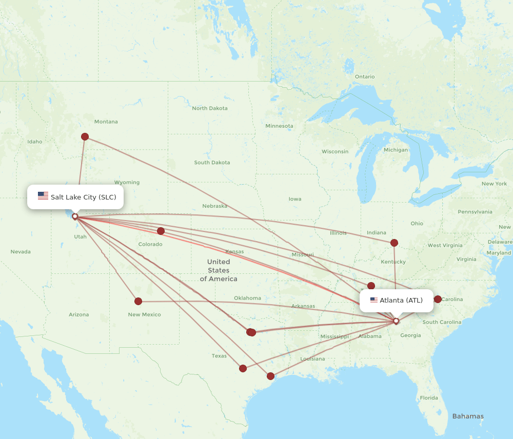 Flights from Atlanta to Salt Lake City, ATL to SLC Flight Routes