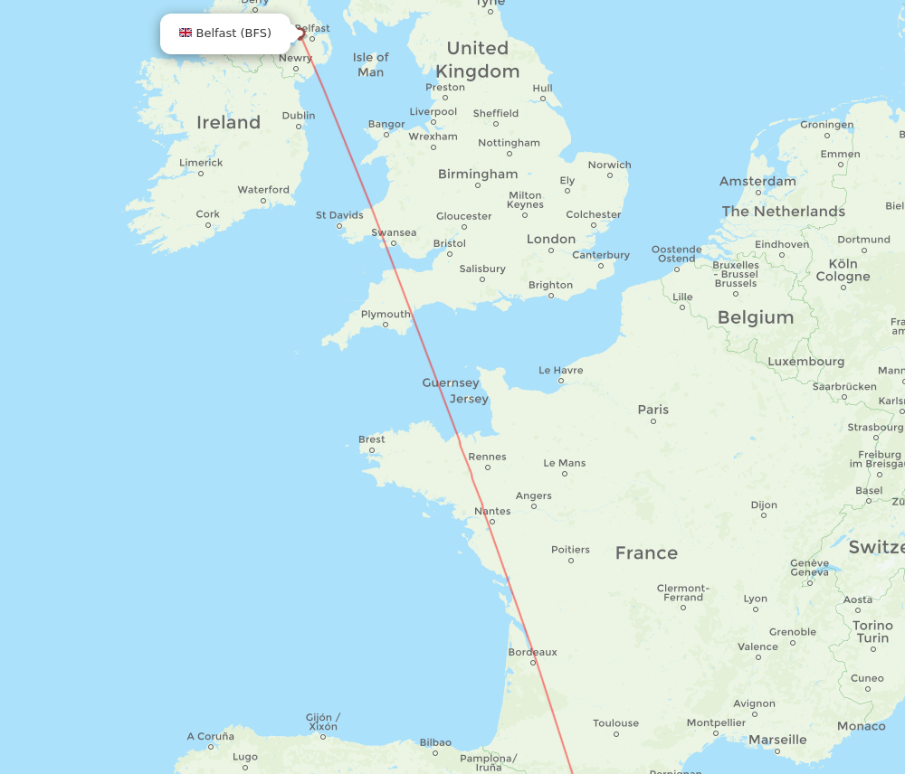 Flights from Belfast to Reus, BFS to REU Flight Routes