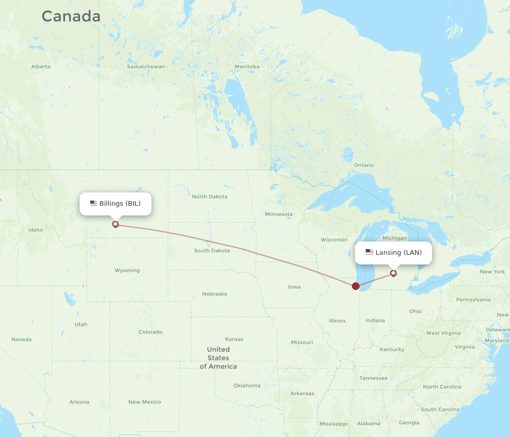 Flights from Lansing to Billings, LAN to BIL Flight Routes