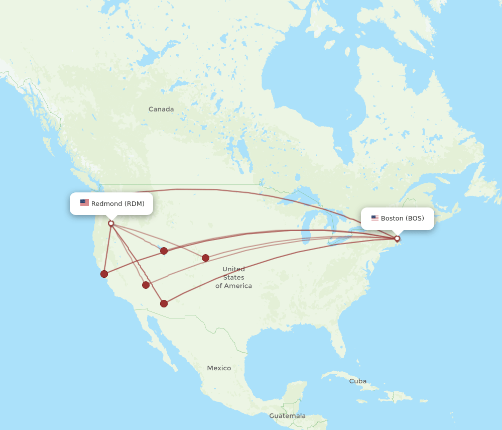 Flights from Boston to Redmond, BOS to RDM Flight Routes
