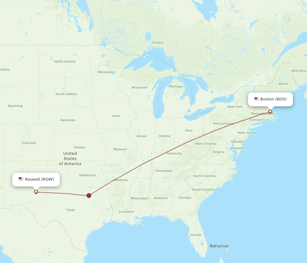 Flights from Boston to Roswell, BOS to ROW Flight Routes
