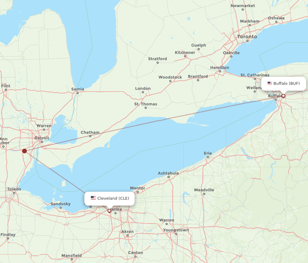 Flights from Cleveland to Buffalo, CLE to BUF Flight Routes