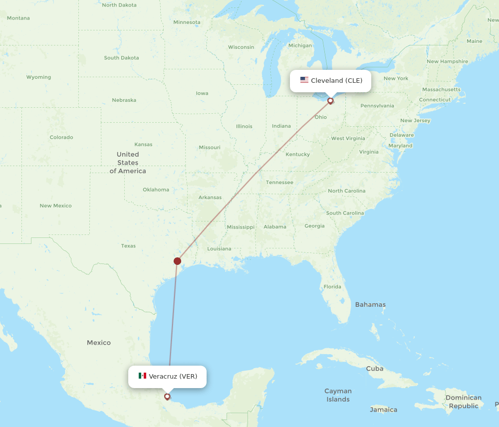 Flights from Cleveland to Veracruz, CLE to VER Flight Routes