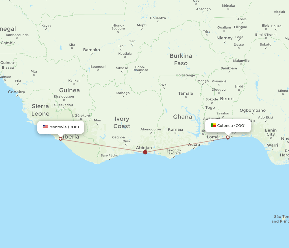 Flights from Cotonou to Monrovia, COO to ROB Flight Routes