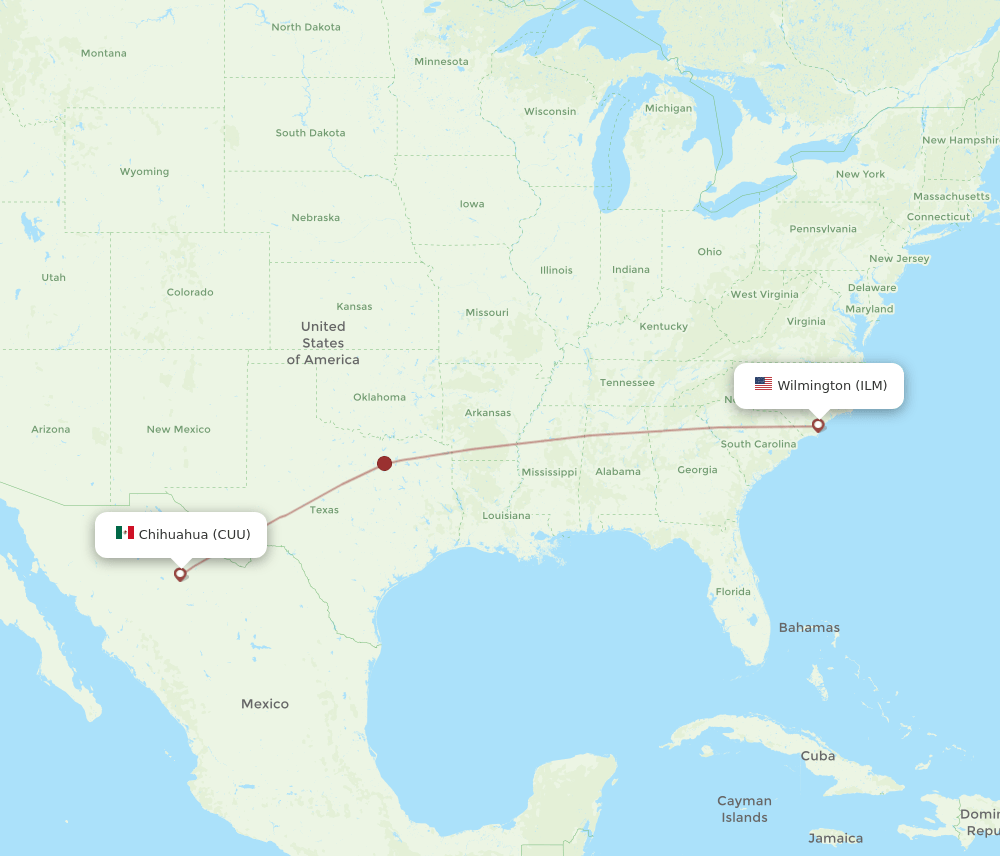 Flights from Chihuahua to Wilmington, CUU to ILM Flight Routes