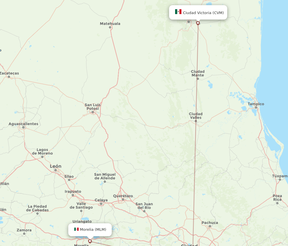 Flights from Morelia to Ciudad Victoria, MLM to CVM Flight Routes