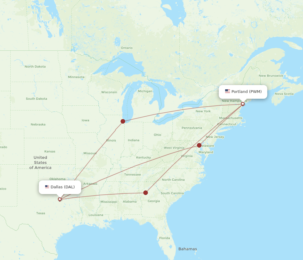 Flights from Dallas to Portland, DAL to PWM Flight Routes