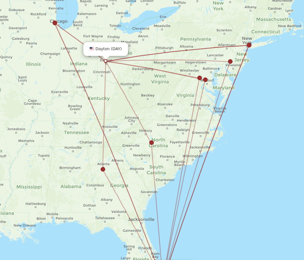 Flights from Dayton to West Palm Beach, DAY to PBI Flight Routes