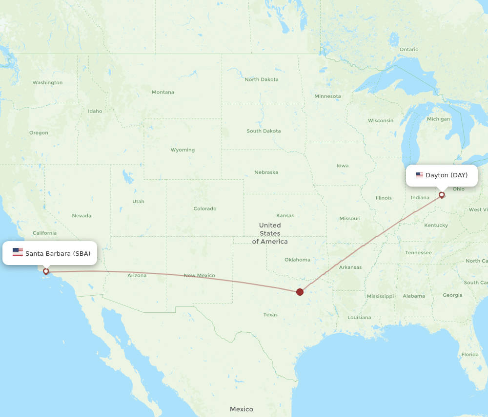Flights from Dayton to Santa Barbara, DAY to SBA Flight Routes