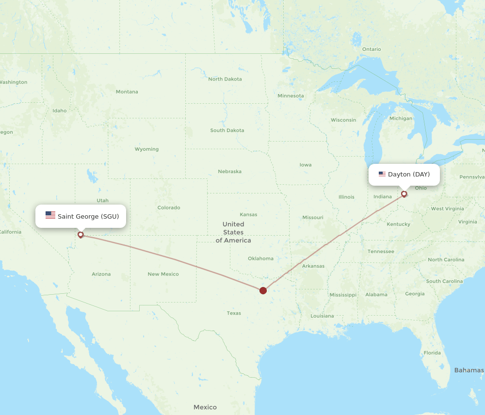 Flights from Dayton to Saint DAY to SGU Flight Routes
