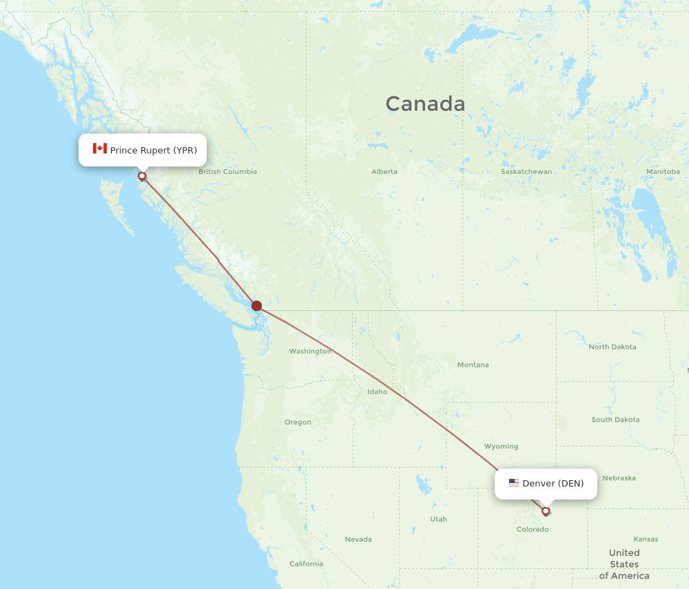 Flights from Denver to Prince Rupert, DEN to YPR Flight Routes