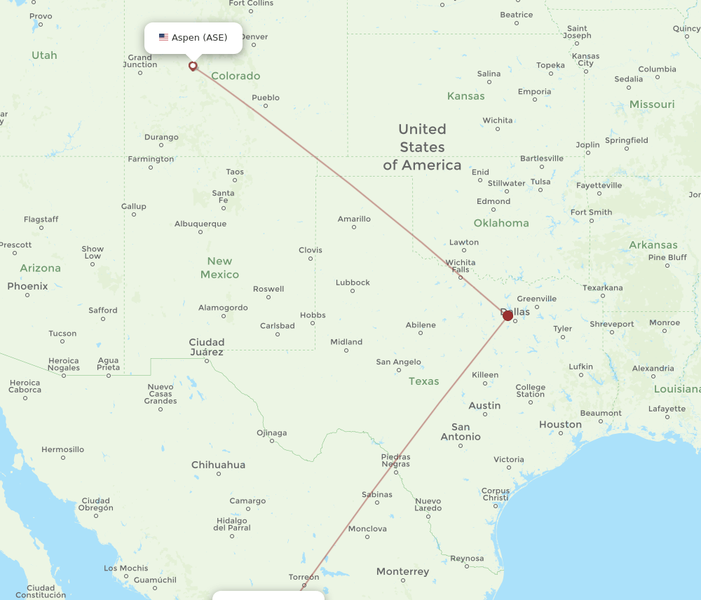 Flights from Aspen to Durango, ASE to DGO Flight Routes