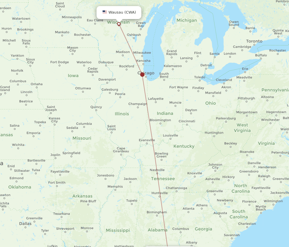 Flights from Panama City to Wausau, ECP to CWA Flight Routes