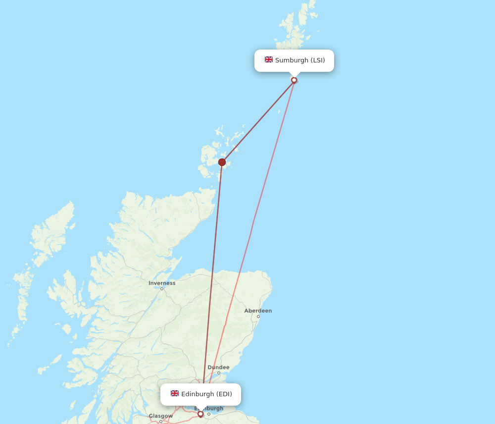 Flights from Edinburgh to Shetland Islands, EDI to LSI Flight Routes