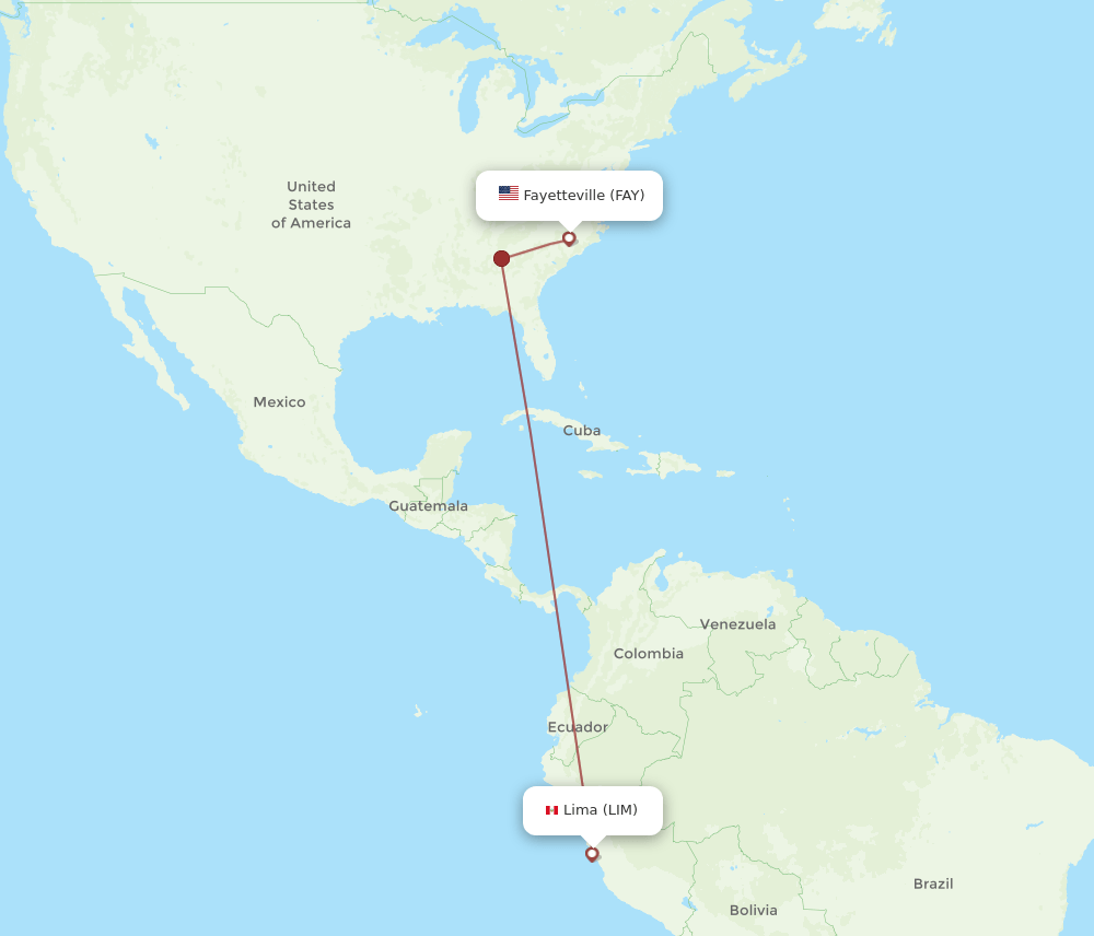 Flights from Lima to Fayetteville, LIM to FAY Flight Routes