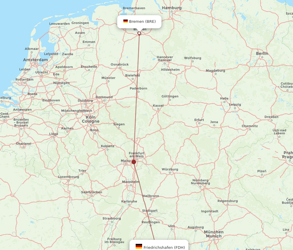 Flights from Friedrichshafen to Bremen, FDH to BRE Flight Routes