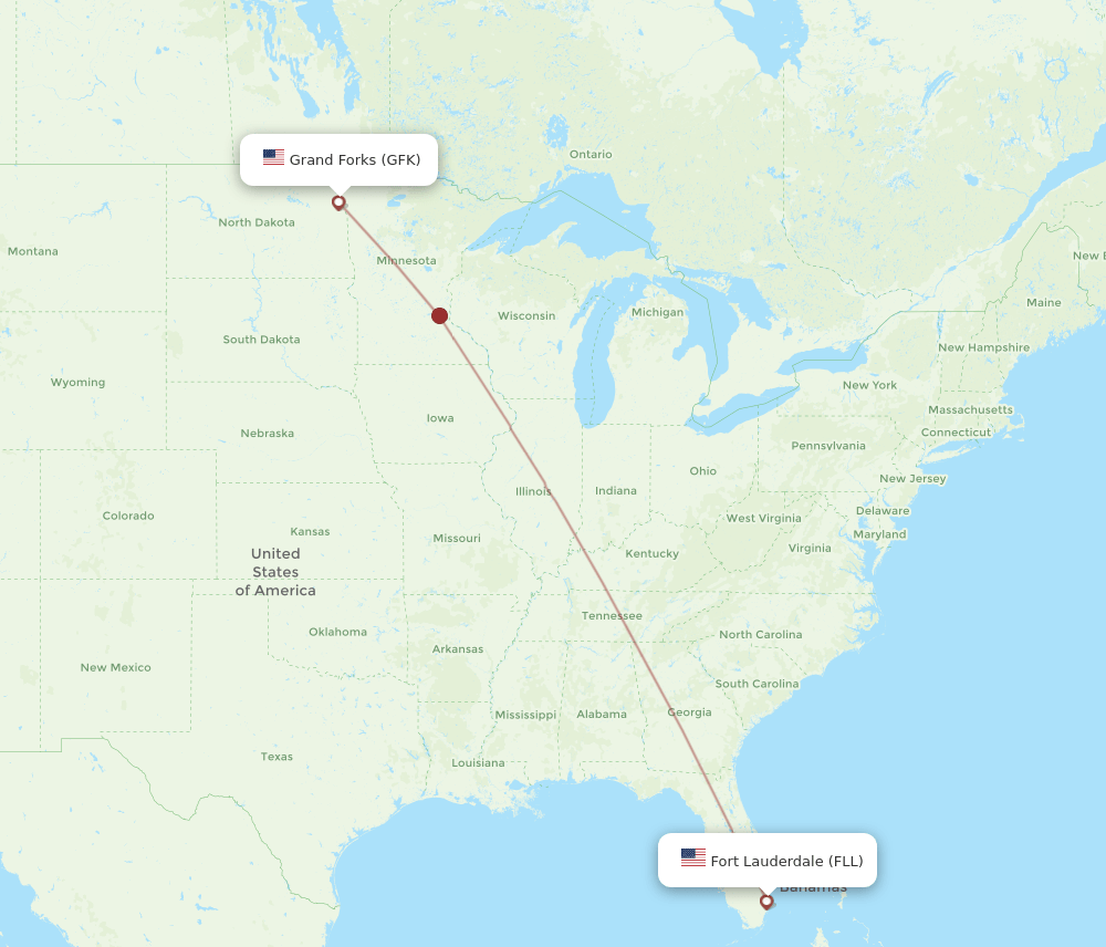 Flights from Grand Forks to Fort Lauderdale, GFK to FLL Flight Routes