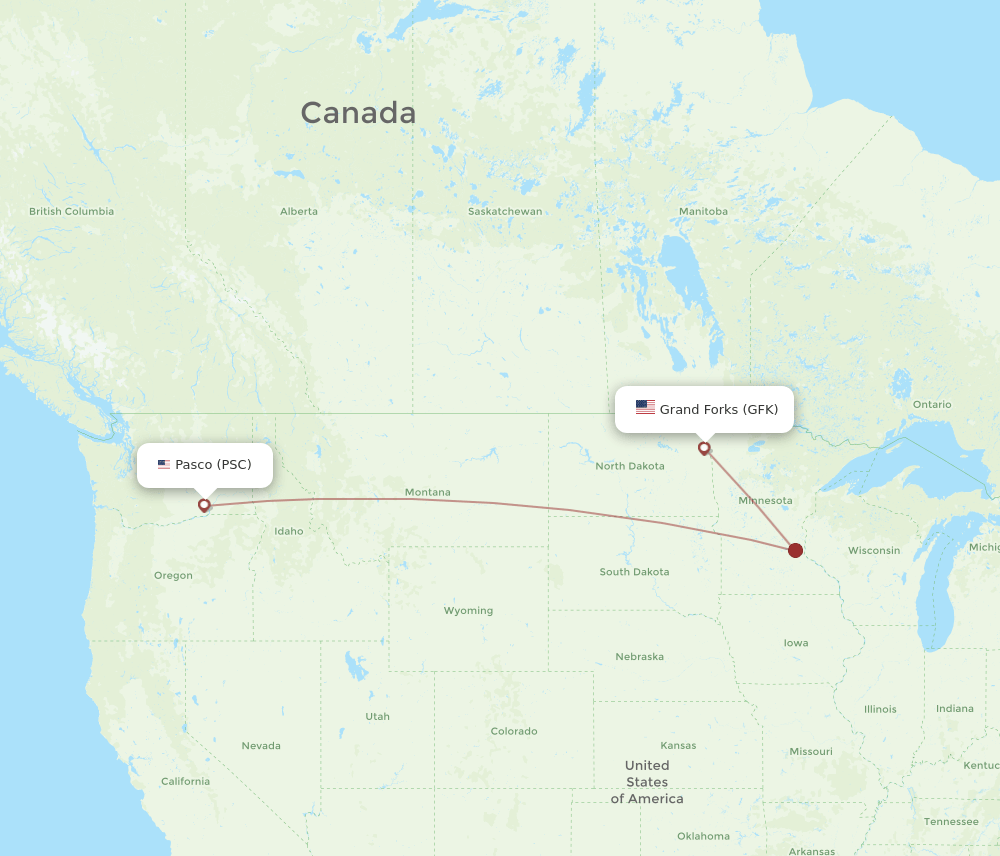 Flights from Grand Forks to Pasco, GFK to PSC Flight Routes
