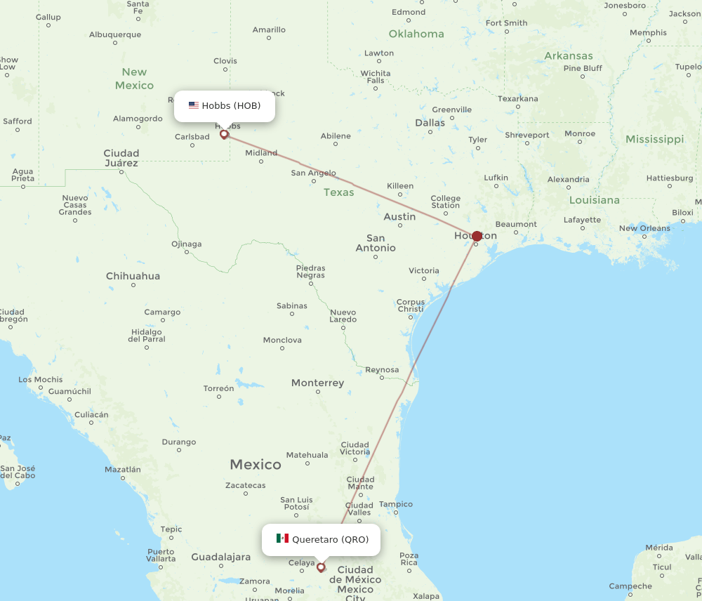 Flights from Hobbs to Queretaro, HOB to QRO Flight Routes