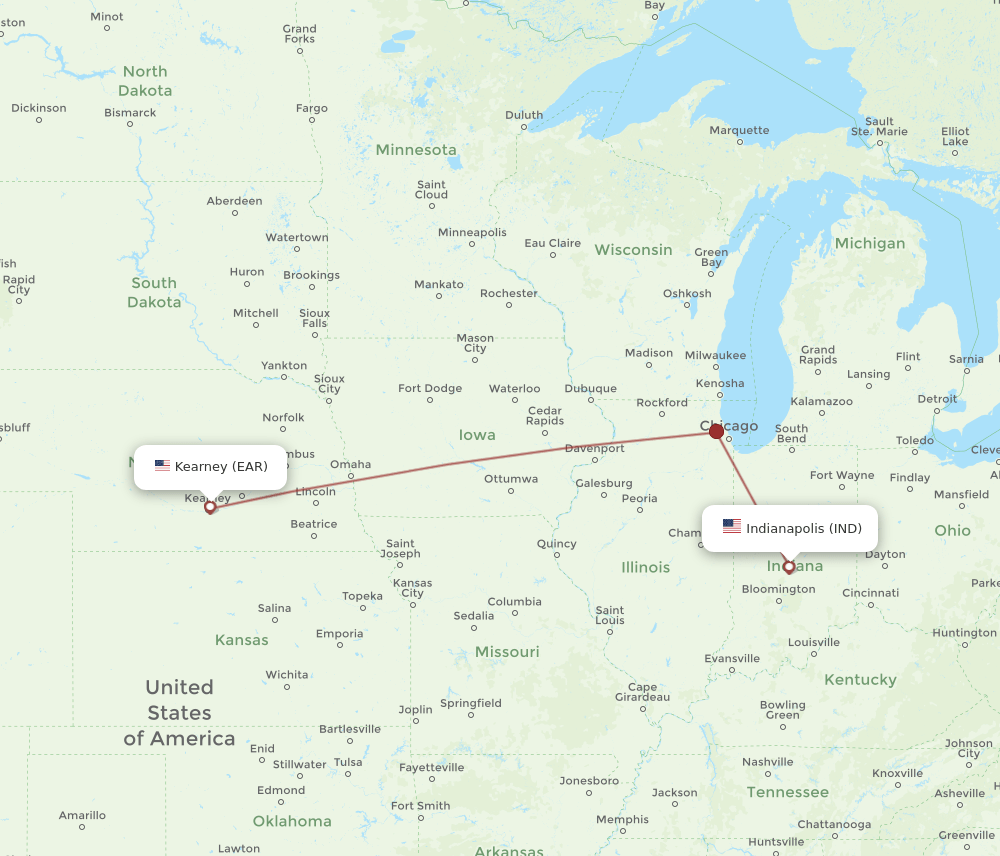 Flights from Indianapolis to Kearney, IND to EAR Flight Routes