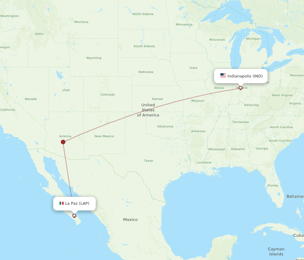 Flights from Indianapolis to La Paz, IND to LAP Flight Routes