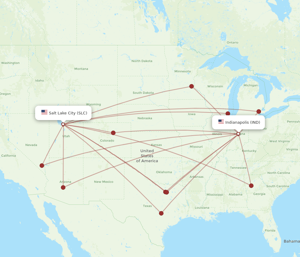 Flights from Indianapolis to Salt Lake City, IND to SLC Flight Routes
