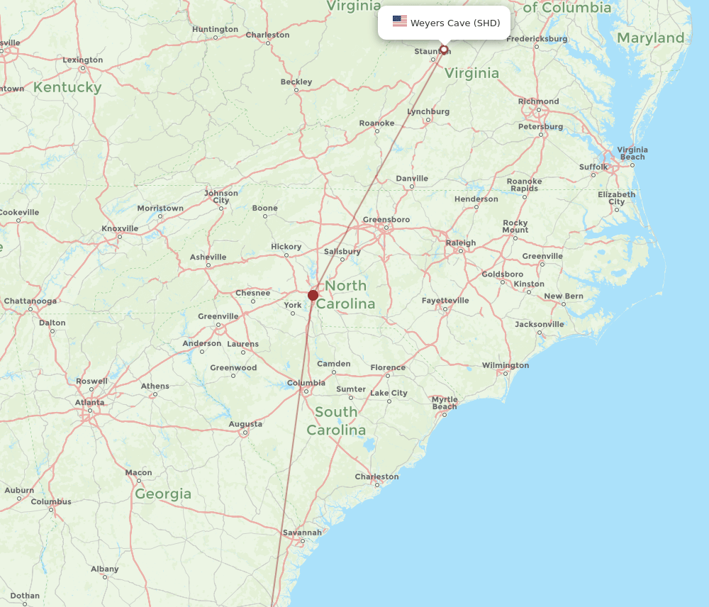 Flights from Jacksonville to Staunton, JAX to SHD Flight Routes