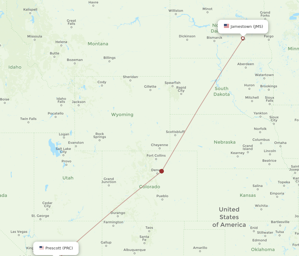 Flights from Prescott to Jamestown, PRC to JMS Flight Routes