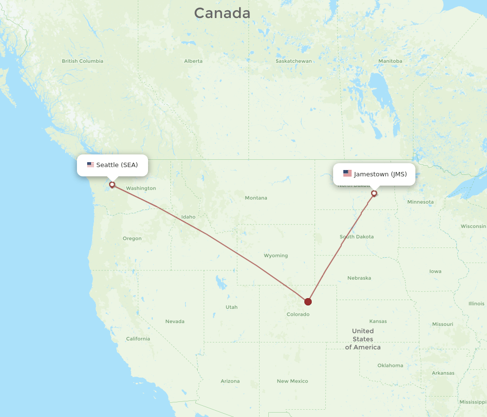 Flights from Jamestown to Seattle, JMS to SEA Flight Routes