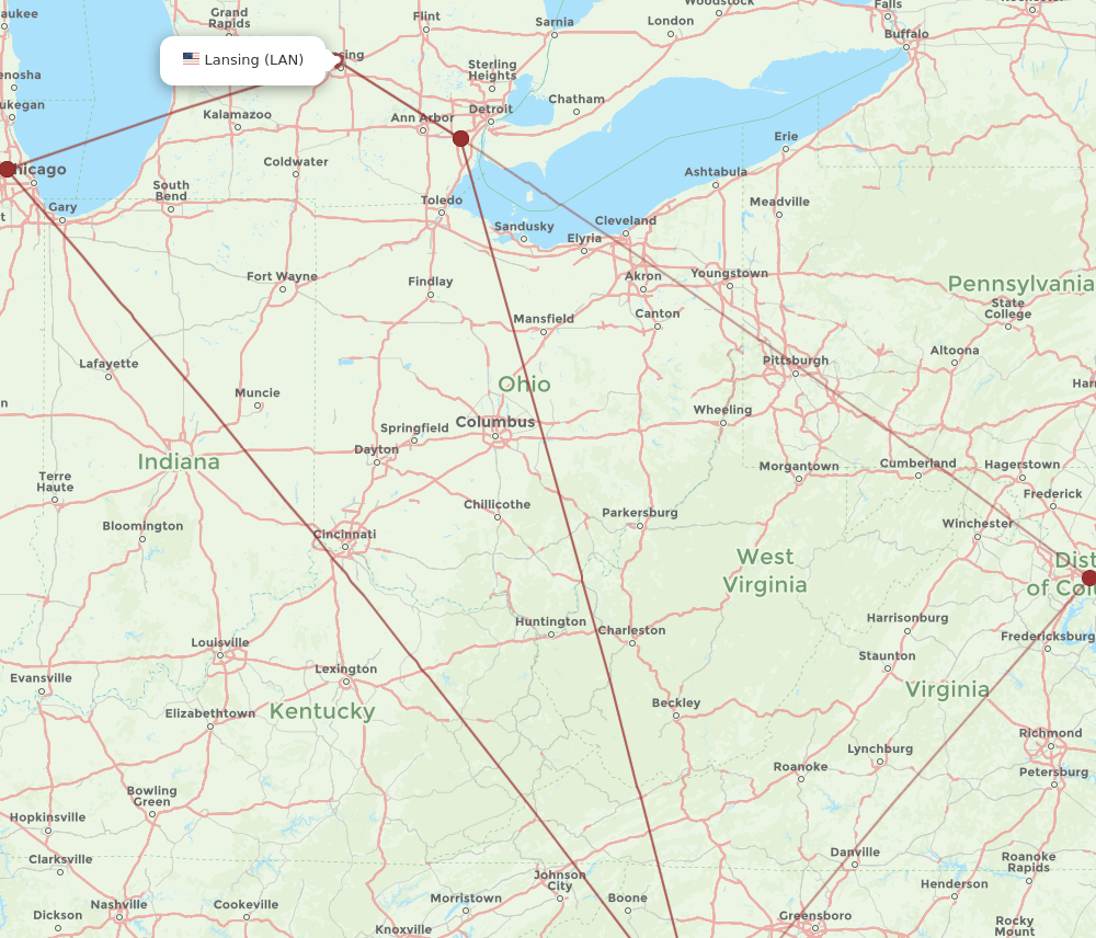 Flights from Lansing to Charlotte, LAN to CLT Flight Routes