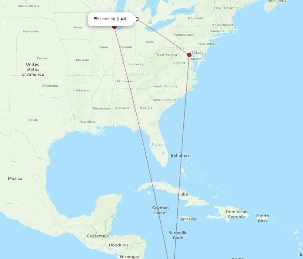 Flights from Lansing to Panama City, LAN to PTY Flight Routes