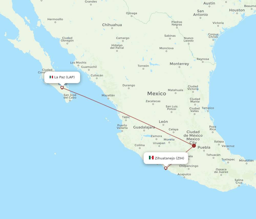 Flights from La Paz to Ixtapa/Zihuatanejo, LAP to ZIH Flight Routes