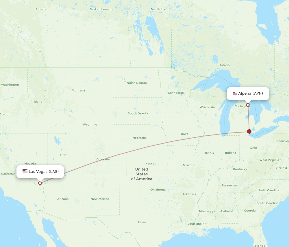 Flights from Las Vegas to Alpena, LAS to APN Flight Routes
