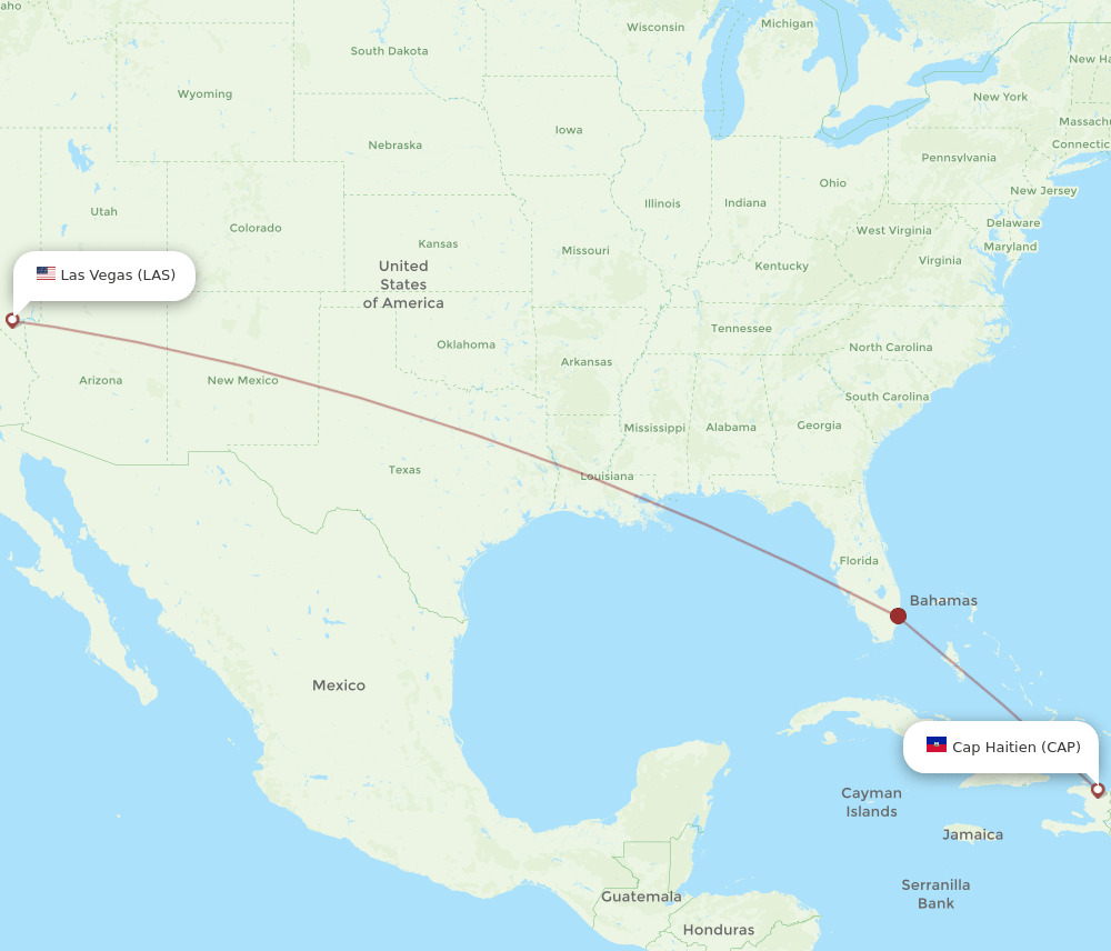 Flights from Las Vegas to Cap Haitien, LAS to CAP Flight Routes