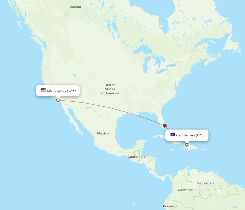 All flight routes from Cap Haitien to Los Angeles, CAP to LAX Flight