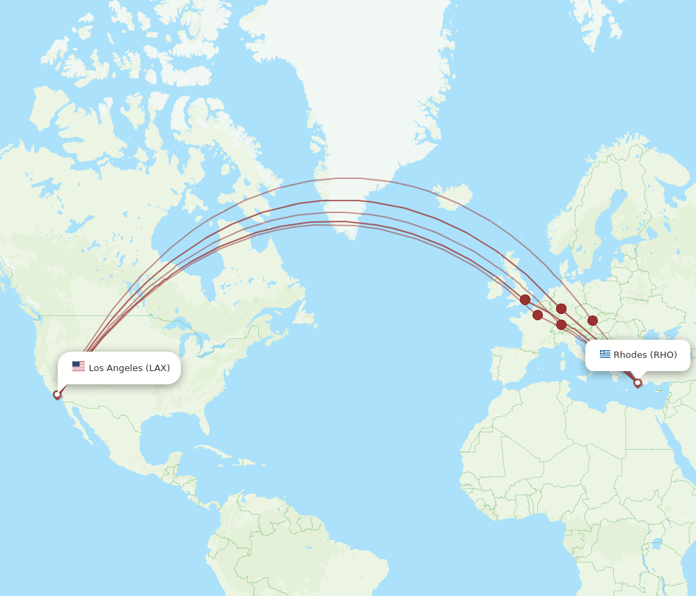 Flights from Los Angeles to Rhodes, LAX to RHO Flight Routes