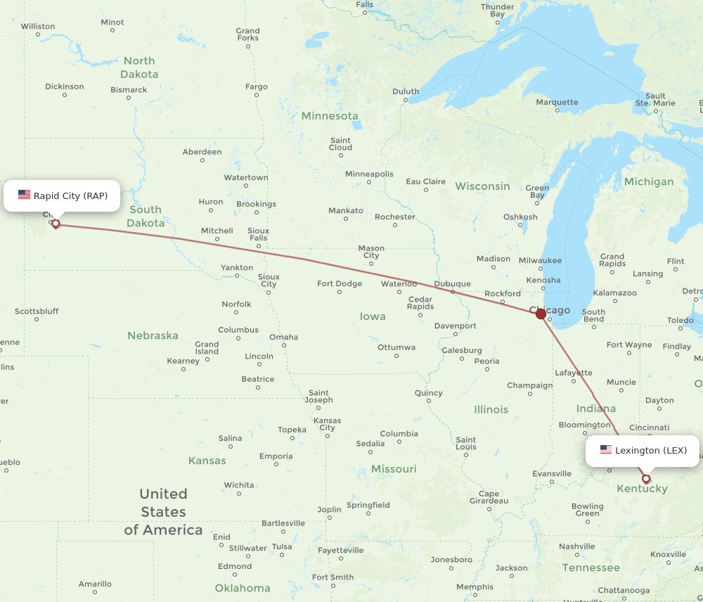 Flights from Lexington to Rapid City, LEX to RAP Flight Routes