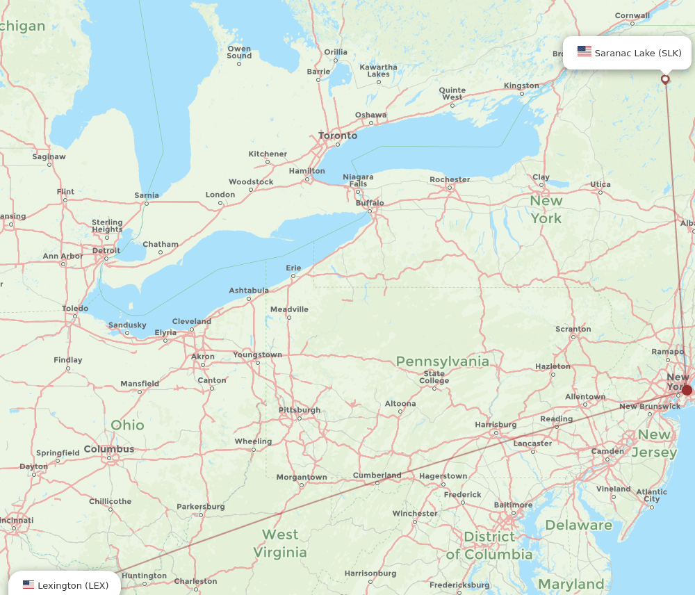 Flights from Lexington to Saranac Lake, LEX to SLK Flight Routes