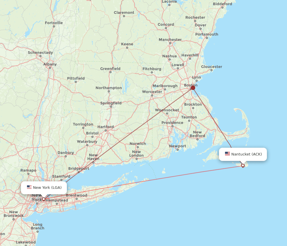 Flights from New York to Nantucket, LGA to ACK Flight Routes