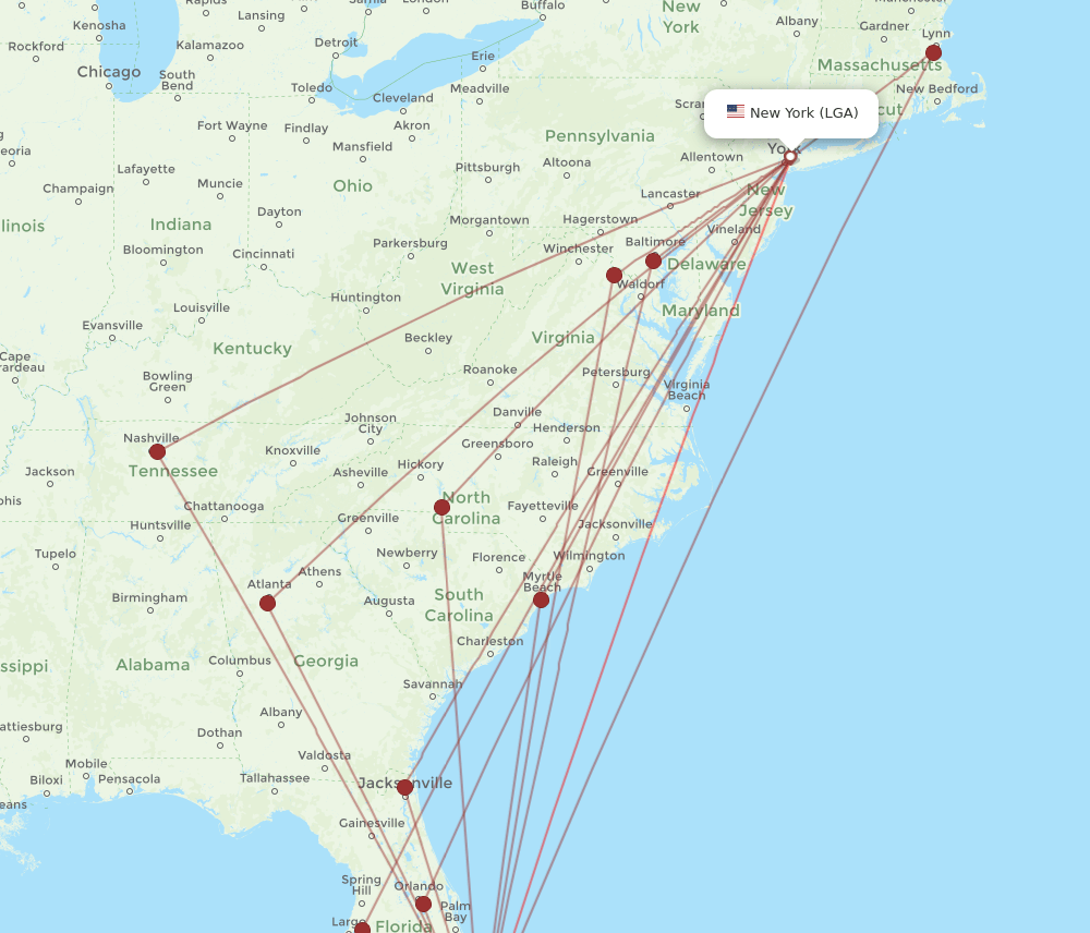Flights from New York to Fort Lauderdale, LGA to FLL Flight Routes
