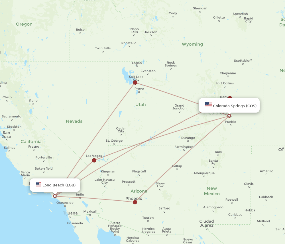 Flights from Long Beach to Colorado Springs (LGB to COS) Airlines