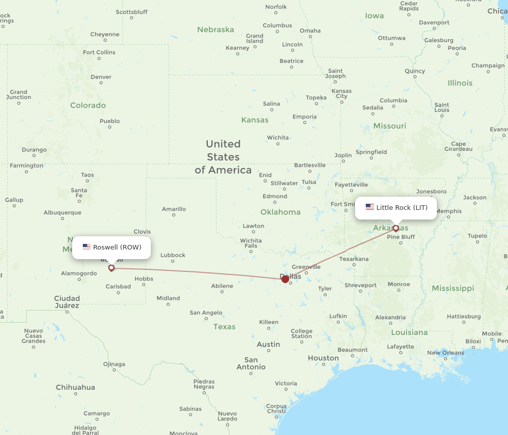 Flights from Little Rock to Roswell, LIT to ROW Flight Routes