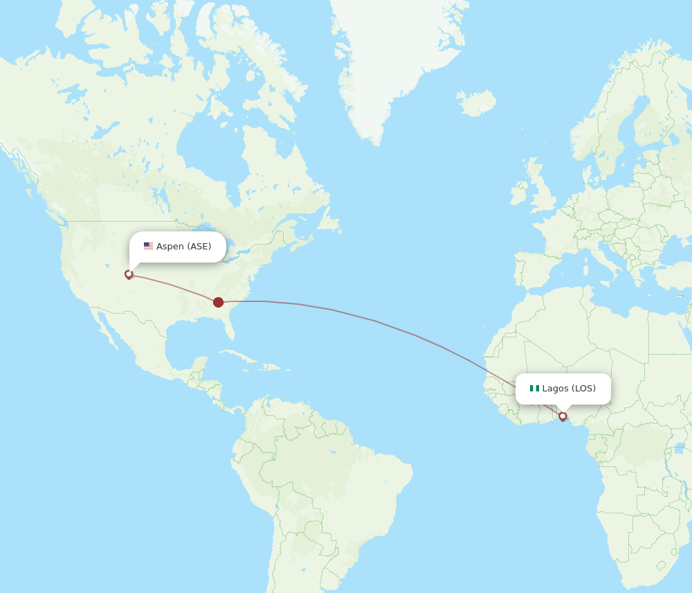 Flights from Lagos to Aspen, LOS to ASE Flight Routes