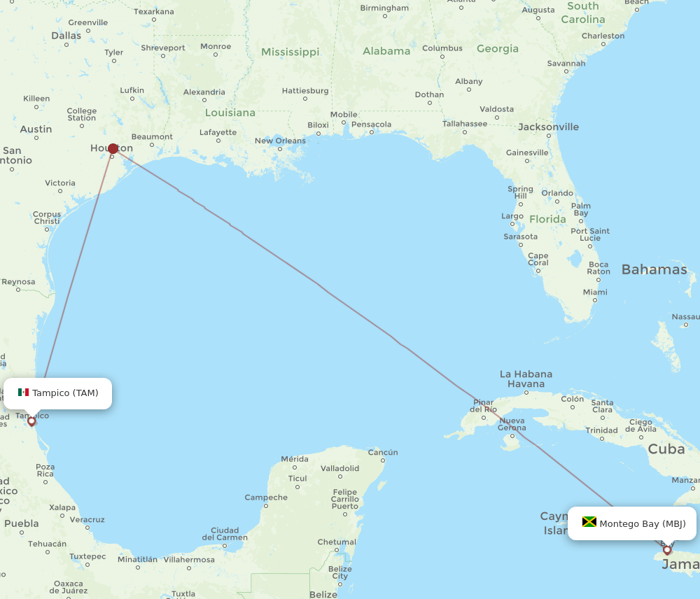 Flights from Tampico to Montego Bay, TAM to MBJ Flight Routes