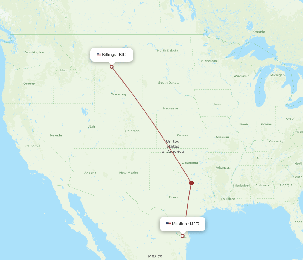 Flights from McAllen to Billings, MFE to BIL Flight Routes