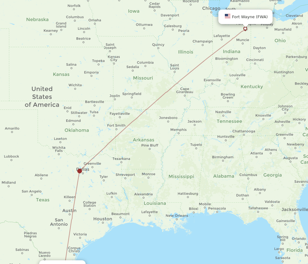 Flights from McAllen to Fort Wayne, MFE to FWA Flight Routes